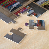 Cute cat slapen in boekenboekenboeken legpuzzel (Zijkant)