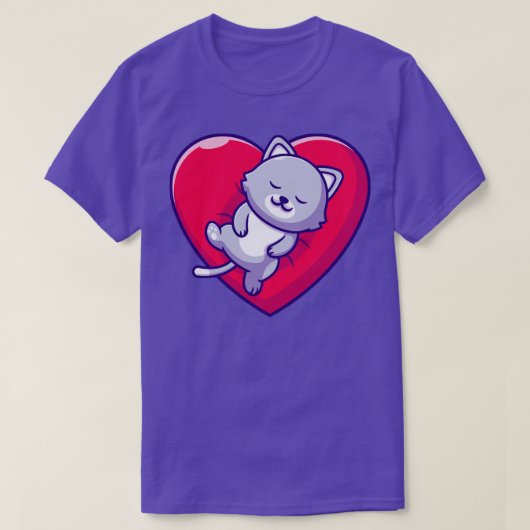 Cute Cat Slaping on Love Pillow Cartoon T-shirt (Design voorkant)