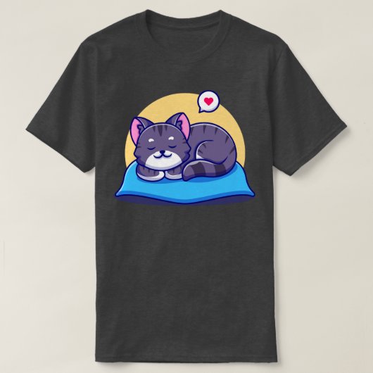 Cute Cat Slaping on Pillow Cartoon T-shirt (Design voorkant)
