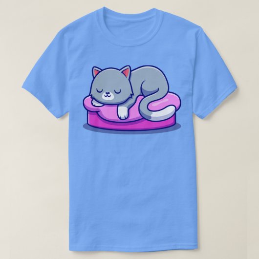 Cute Cat Slaping on the Pillow Cartoon T-shirt (Design voorkant)