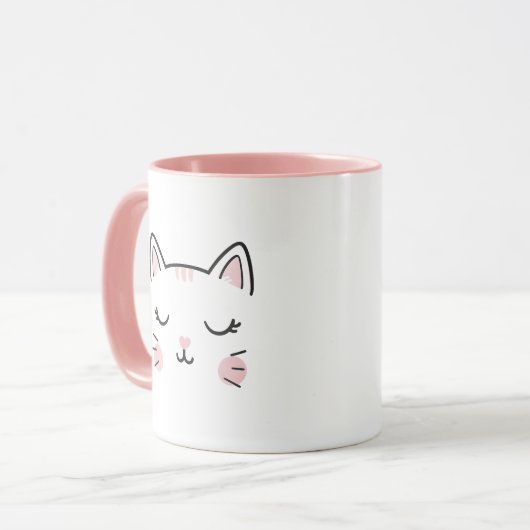 Cute Cat Sleeping Face Coffee Mug Mok (Voorkant links)