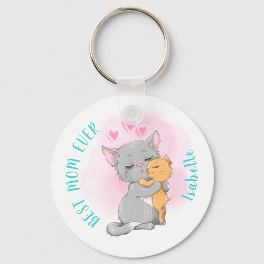 Cute cat sleutelhanger, Happy mother day, Best mam Sleutelhanger (Voorkant)