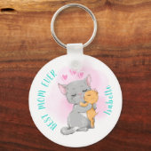 Cute cat sleutelhanger, Happy mother day, Best mam Sleutelhanger (Voorkant)
