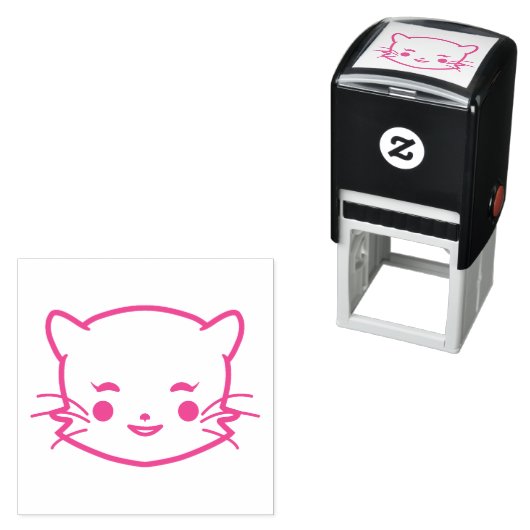 Cute Cat Smiling Zelfinktende Stempel (In situ)