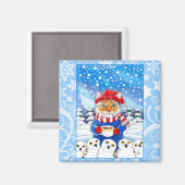 Cute cat, sneeuwowl natuur magneet (Voorkant / Achterkant)