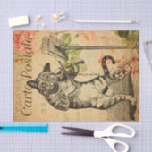  Cute Cat Spelling Fiddle Violin Frans Tissuepapier (Craft)