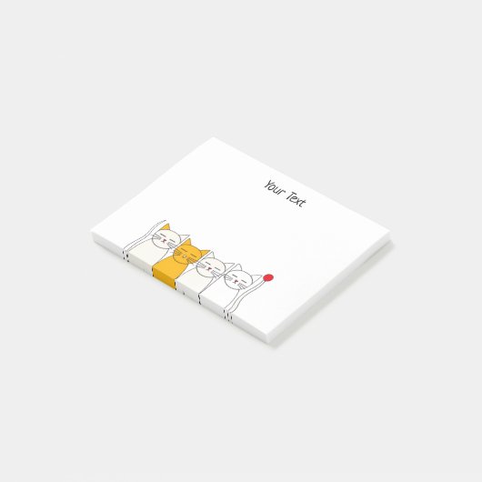 Cute Cat Squad Sticky Notes Minimalist Feline Fun (Schuin)
