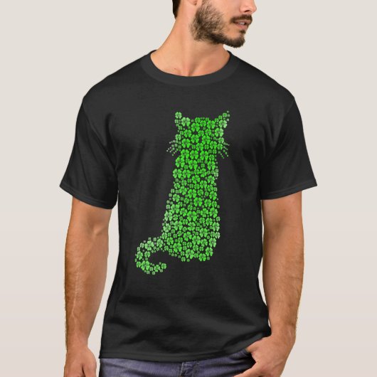 Cute Cat St Patricks Day Clover Lucky Cat Mom Sham T-shirt (Voorkant)