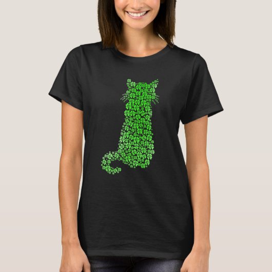 Cute Cat St Patricks Day Clover Lucky Cat Mom Sham T-shirt (Voorkant)