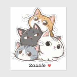Cute Cat Stack – Adorable Kawaii Cat Sticker