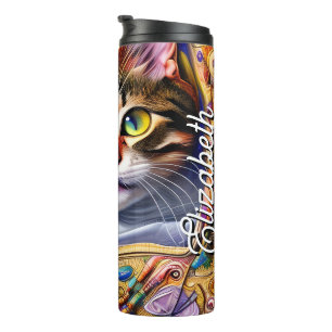 Cute Cat Starry Persoonlijke naam Thermosbeker