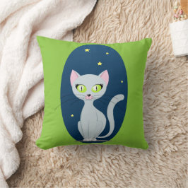 Cute Cat Starry sky Cartoon Roze Groen 2-zijdig Kussen