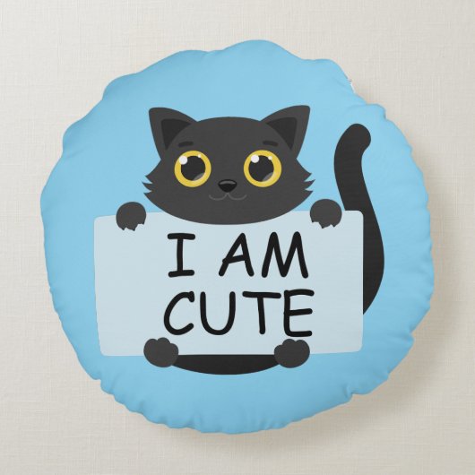 Cute Cat Statement Rond Kussen (Achterkant)