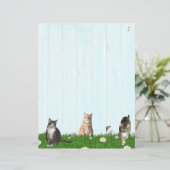 Cute Cat Stationery - Added chickens on Back (Staand voorkant)