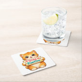 Cute Cat Stay Positive Artwork Kartonnen Onderzetters (Insitu)