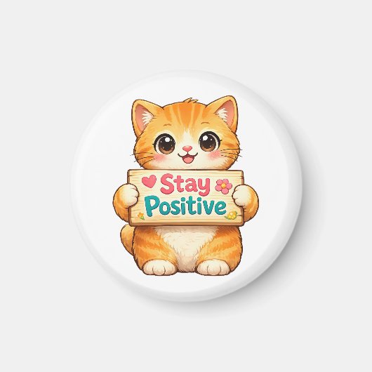 Cute Cat Stay Positive Cheerful Mood  Magneet (Voorkant)