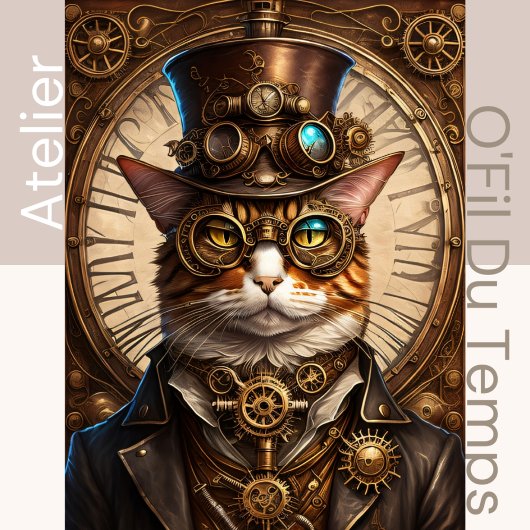 Cute Cat Steampunk with Hat 13X19 Tissuepapier