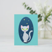 Cute Cat Sterrennacht sky Cartoon op aangepaste kl Briefkaart (Staand voorkant)