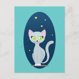 Cute Cat Sterrennacht sky Cartoon op aangepaste kl Briefkaart