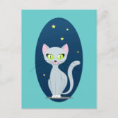 Cute Cat Sterrennacht sky Cartoon op aangepaste kl Briefkaart (Voorkant)