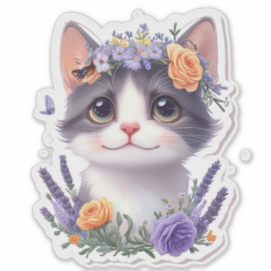 Cute Cat Sticker (Voorkant)