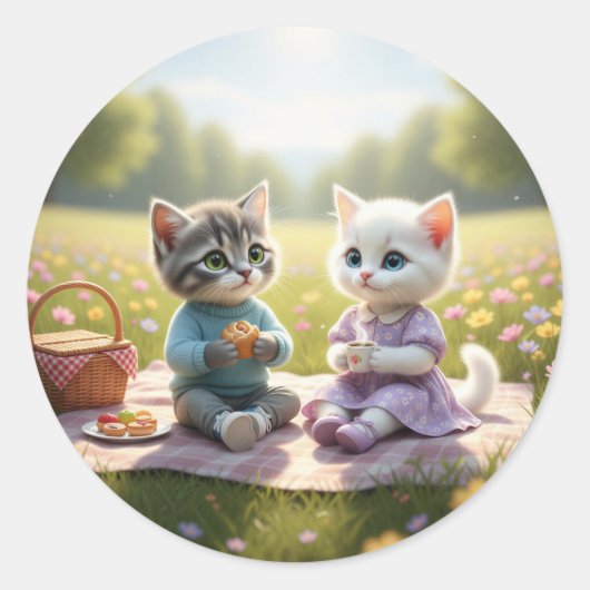 Cute Cat Sticker | Tom & Luna Spring Design (Voorkant)