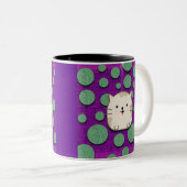 Cute Cat Sticking Out Tongue Mug Tweekleurige Koffiemok (Voorkant rechts)