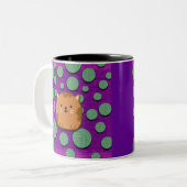 Cute Cat Sticking Out Tongue Mug Tweekleurige Koffiemok (Voorkant links)