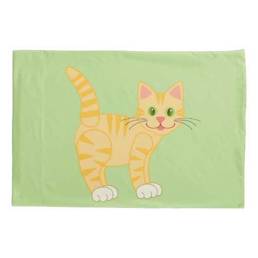 Cute Cat Striped Kat Animals Kinder Aangepaste kle Kussensloop (Achterkant)