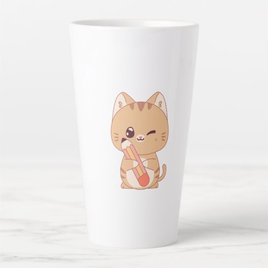 cute cat student | cat lovers design  latte mok (Voorkant)