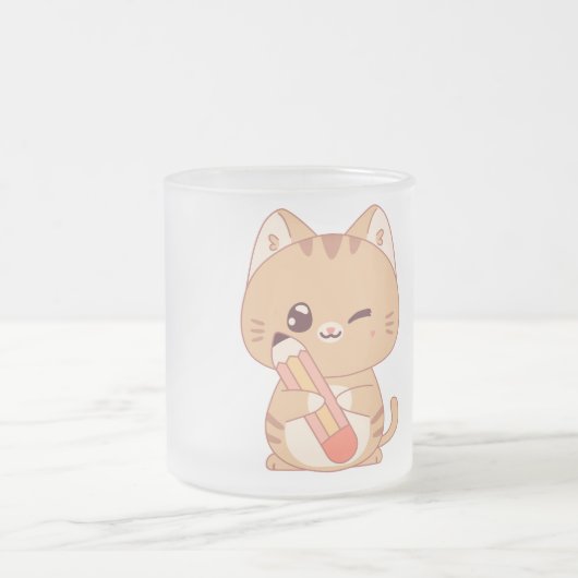 cute cat student | cat lovers design matglas koffiemok (Center)