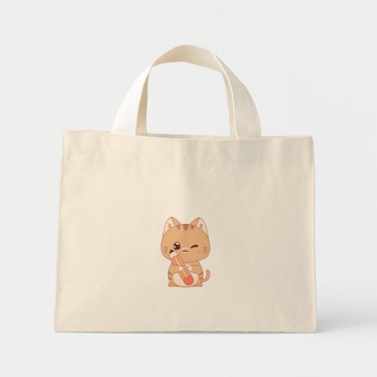 cute cat student | cat lovers design  mini tote bag