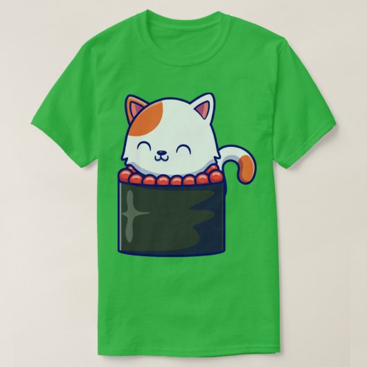 Cute Cat Sushi Cartoon T-shirt (Design voorkant)