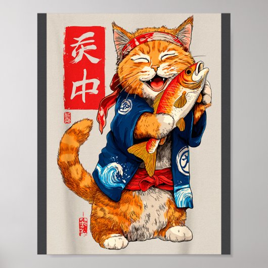 Cute Cat Sushi Japanese Food Anime Graphic Tees Me Poster (Voorkant)