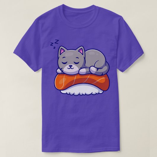Cute Cat Sushi Salmon Cartoon T-shirt (Design voorkant)