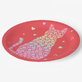  cute cat sweet rainbow hearts pastel gradient papieren bordje (Gekanteld)
