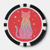  cute cat sweet rainbow hearts pastel gradient poker chips (Voorkant)