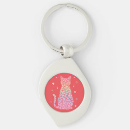  cute cat sweet rainbow hearts pastel gradient sleutelhanger