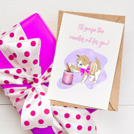 Cute Cat Swiping bij geboorte Cake Candles Kaart
