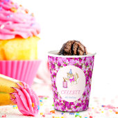 Cute Cat Swipting bij Cake met pinda's en glitter Papieren Bekers