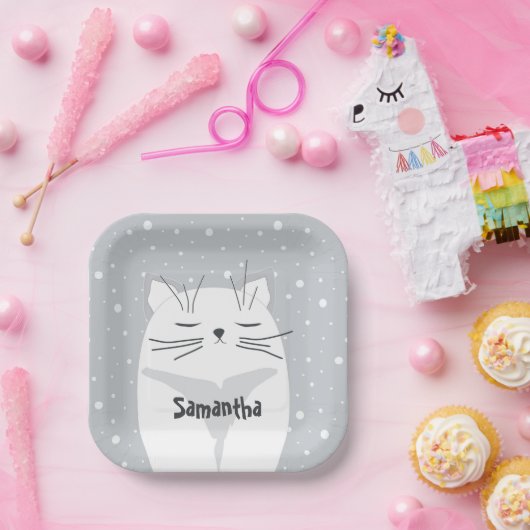 Cute cat, symbool van 2023. papieren bordje (Feest)