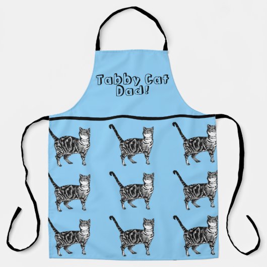 Cute Cat Tabby Pattern Blue Cats Mans Kitchen Schort (Voorkant)