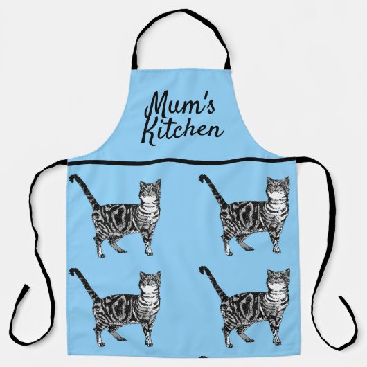 Cute Cat Tabby Pattern Blue Cats Mums Kitchen Schort (Voorkant)