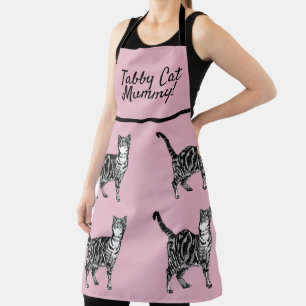 Cute Cat Tabby Pattern Blue Cats Mums Kitchen Schort