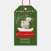 Cute Cat Tangled-Labels met kerstlampjes Cadeaulabel (Voorkant)