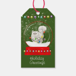 Cute Cat Tangled-Labels met kerstlampjes Cadeaulabel
