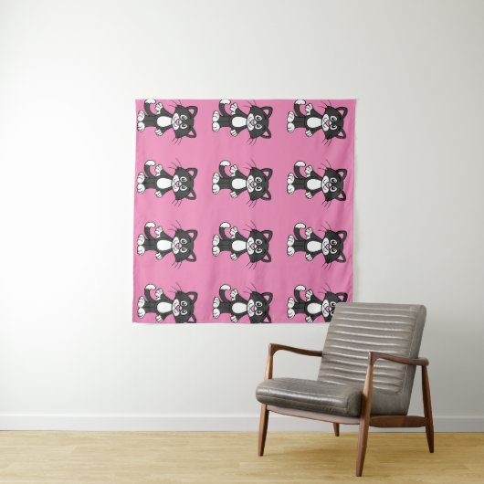 CUTE CAT-TAPESTRY WANDKLEED (In Situ (horizontaal))