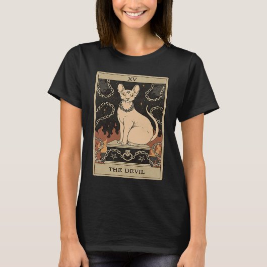 Cute Cat Tarot  The Devil Cat For Women Kids T-shirt (Voorkant)