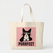 CUTE CAT-TASSEN, PANDA KAT PURRFECT GROTE TOTE BAG (Voorkant)