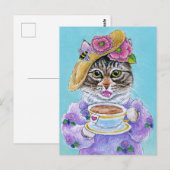 Cute Cat Tea Flowers Bee Valentijnsdag briefkaart (Voorkant / Achterkant)